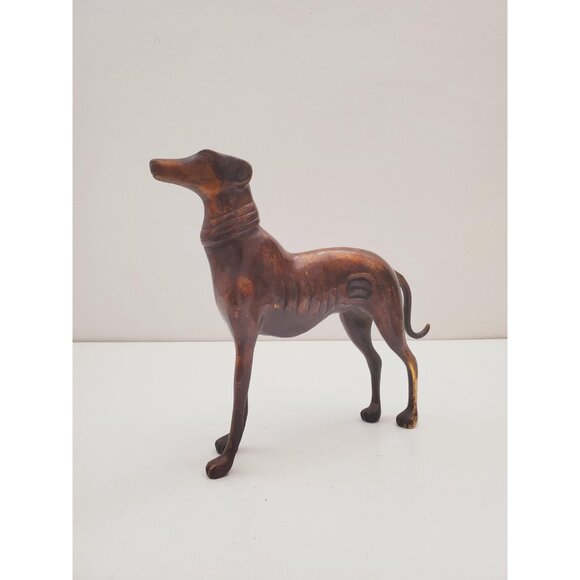 Vintage Bronze Cast Metal Greyhound Sculpture - GREYHOUND bronze elegant dog - Picture 2 of 10